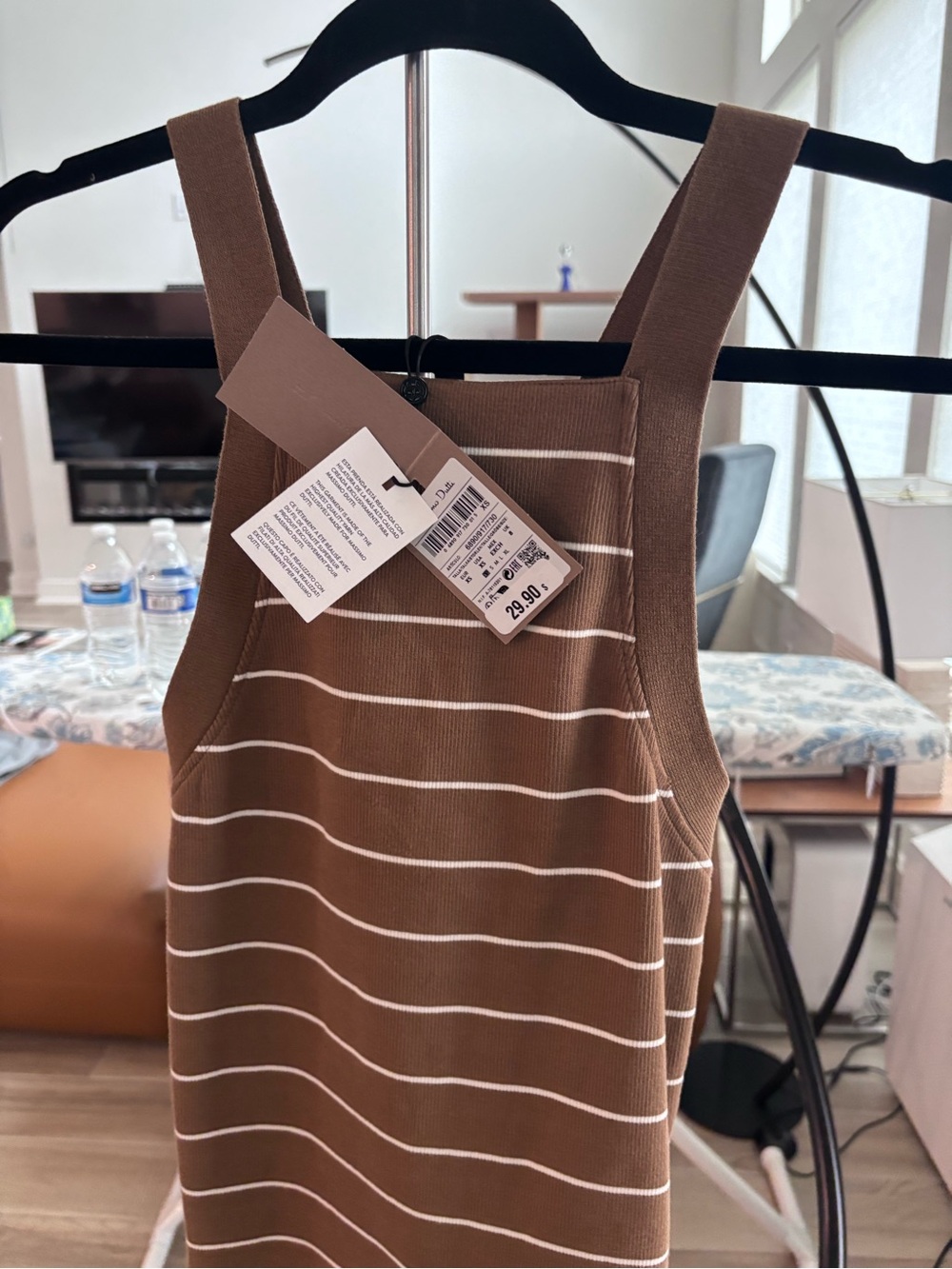 Massimo Dutti Brown and White Striped Knit Tank